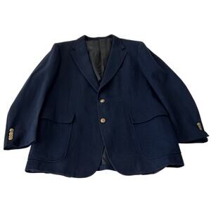 CRICKETEER Magrams Wool Blazer Men's Navy 46R 2-Button Gold Sport Coat Preppy